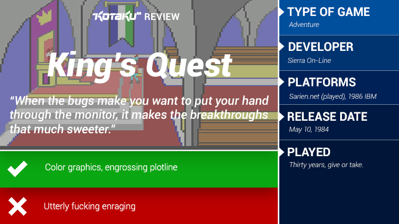 Illustration for article titled King’s Quest: Quest
For the Crown: The Kotaku Review